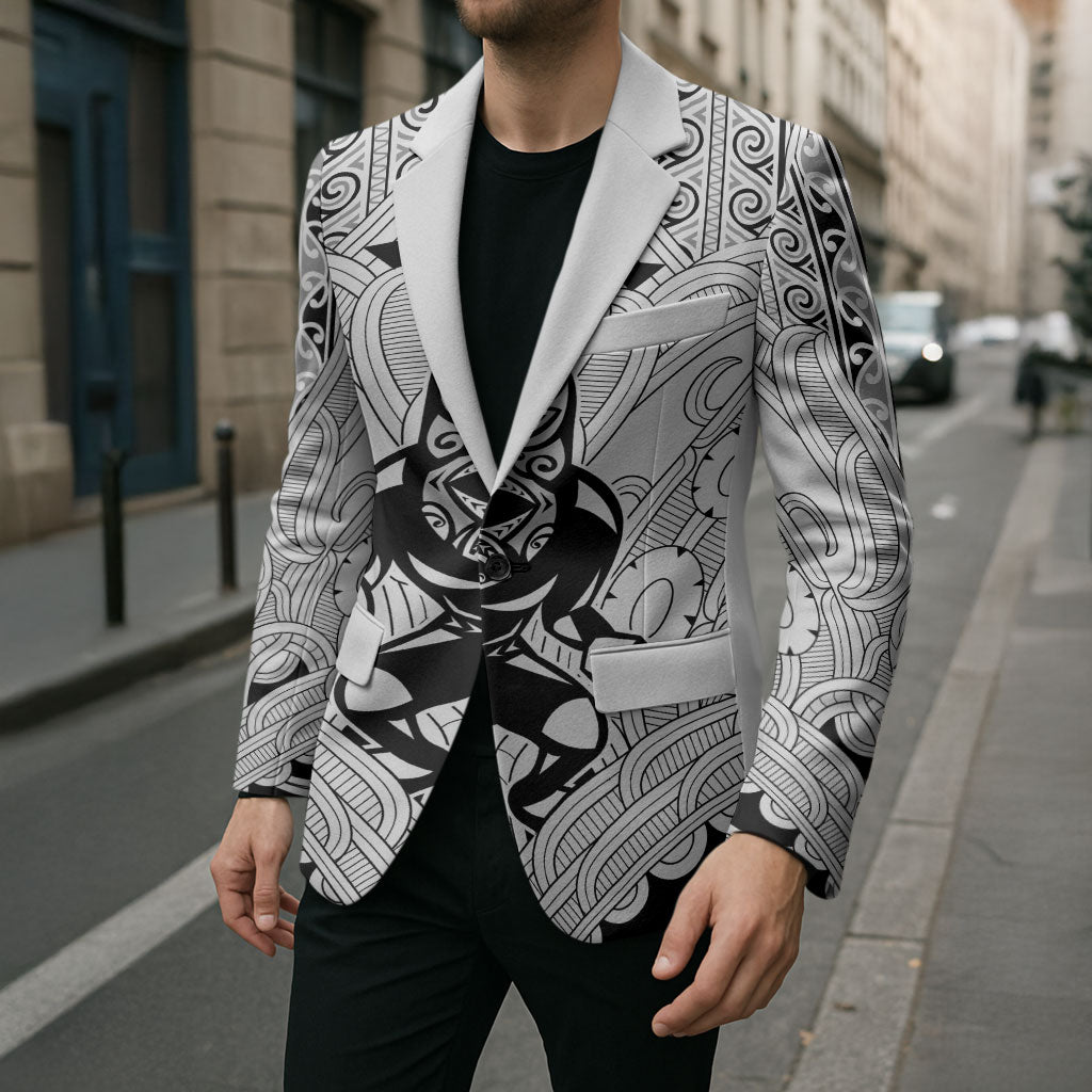 2026 Autumn Rugby Nations New Zealand Custom Blazer White Kowhaiwhai Maori Tribal Taniko Motif