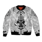2026 Autumn Rugby Nations New Zealand Custom Bomber Jacket White Kowhaiwhai Maori Tribal Taniko Motif