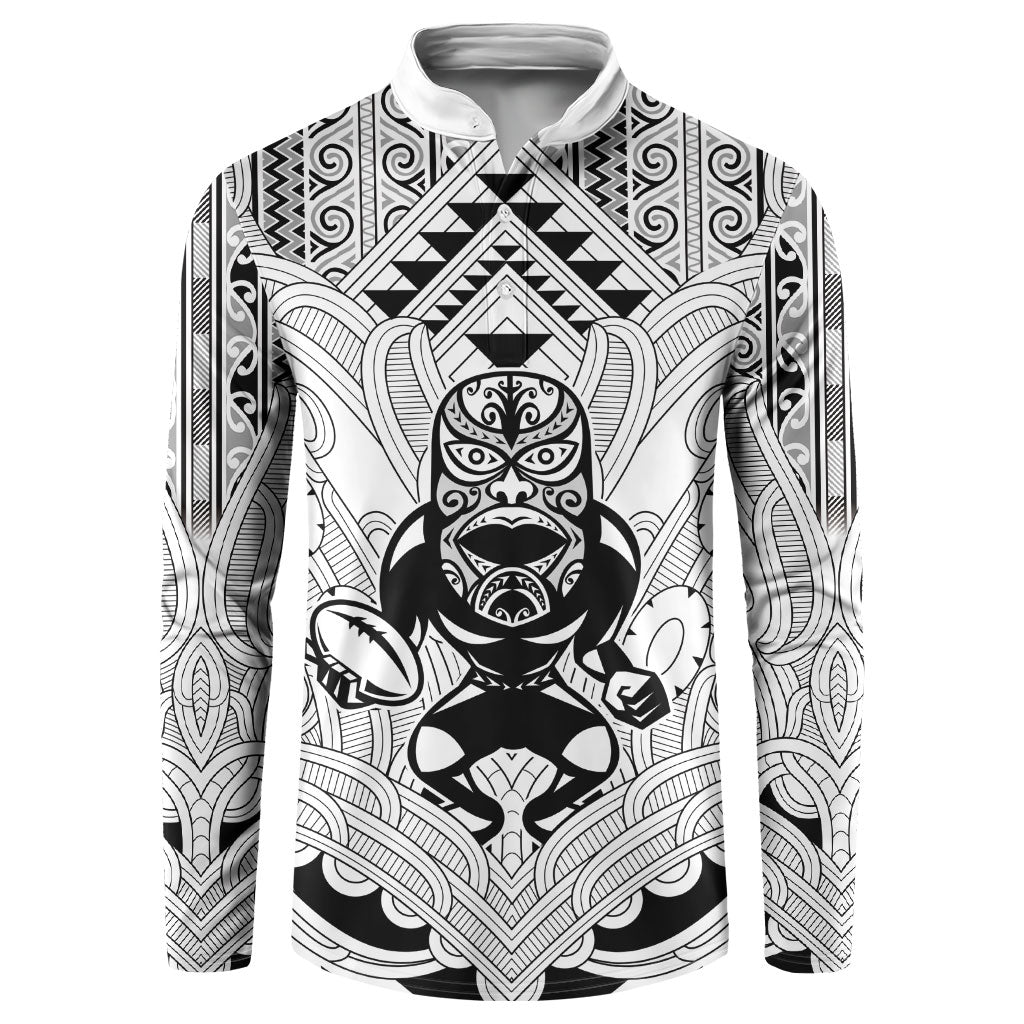 2026 Autumn Rugby Nations New Zealand Custom Button Sweatshirt White Kowhaiwhai Maori Tribal Taniko Motif
