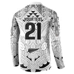 2026 Autumn Rugby Nations New Zealand Custom Button Sweatshirt White Kowhaiwhai Maori Tribal Taniko Motif