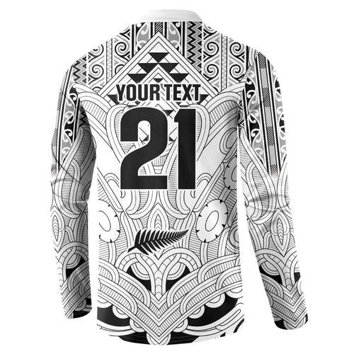 2026 Autumn Rugby Nations New Zealand Custom Button Sweatshirt White Kowhaiwhai Maori Tribal Taniko Motif