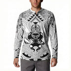 2026 Autumn Rugby Nations New Zealand Custom Button Sweatshirt White Kowhaiwhai Maori Tribal Taniko Motif