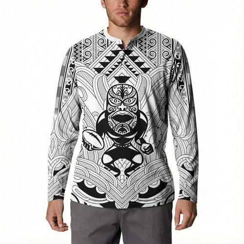 2026 Autumn Rugby Nations New Zealand Custom Button Sweatshirt White Kowhaiwhai Maori Tribal Taniko Motif