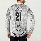 2026 Autumn Rugby Nations New Zealand Custom Button Sweatshirt White Kowhaiwhai Maori Tribal Taniko Motif