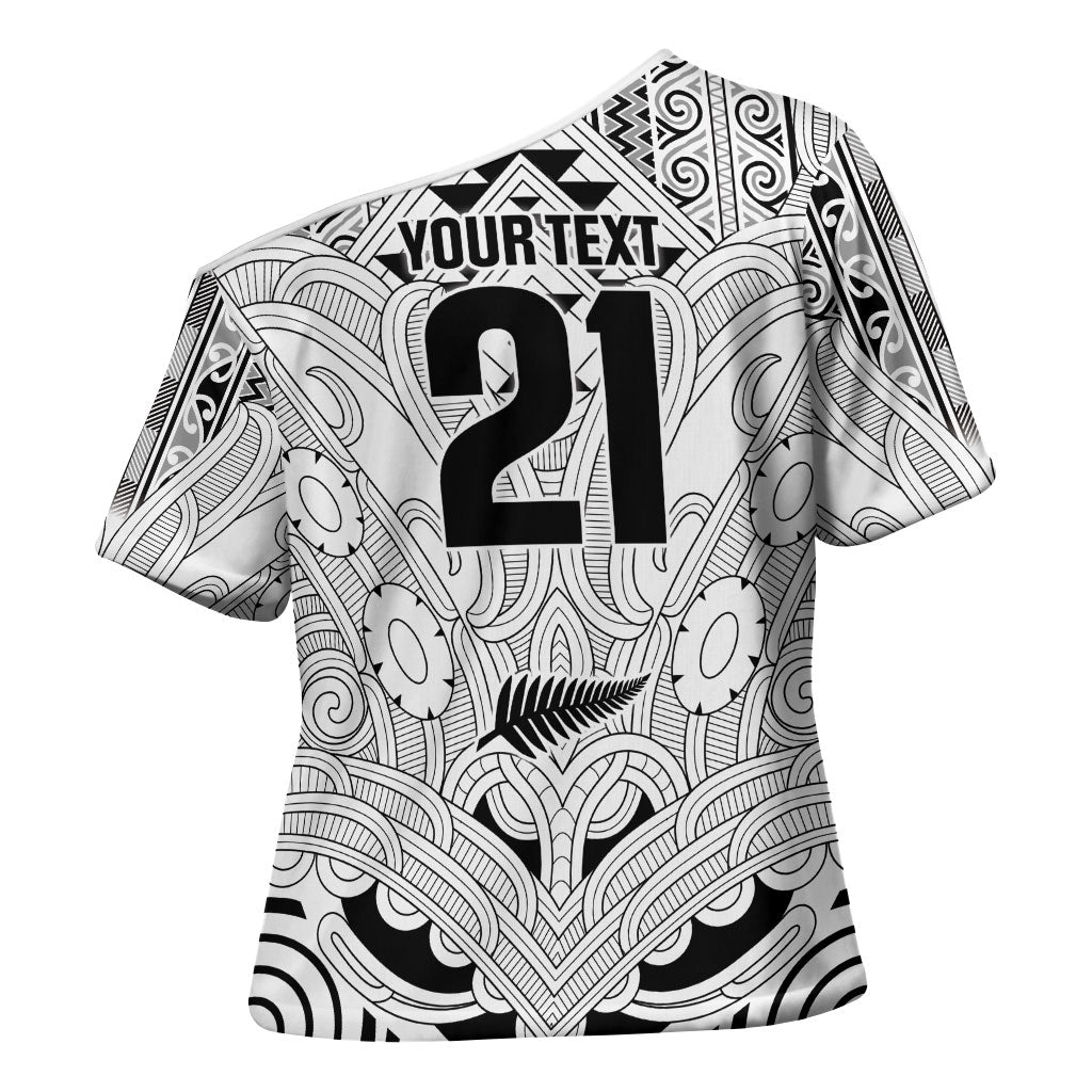 2026 Autumn Rugby Nations New Zealand Custom Cross Shoulder Shirt White Kowhaiwhai Maori Tribal Taniko Motif