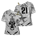 2026 Autumn Rugby Nations New Zealand Custom Cross Shoulder Shirt White Kowhaiwhai Maori Tribal Taniko Motif