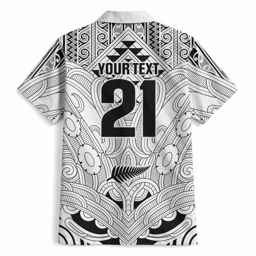 2026 Autumn Rugby Nations New Zealand Custom Hawaiian Shirt White Kowhaiwhai Maori Tribal Taniko Motif