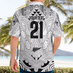 2026 Autumn Rugby Nations New Zealand Custom Hawaiian Shirt White Kowhaiwhai Maori Tribal Taniko Motif