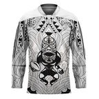 2026 Autumn Rugby Nations New Zealand Custom Hockey Jersey White Kowhaiwhai Maori Tribal Taniko Motif