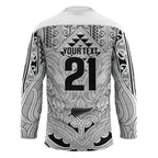 2026 Autumn Rugby Nations New Zealand Custom Hockey Jersey White Kowhaiwhai Maori Tribal Taniko Motif
