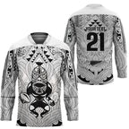 2026 Autumn Rugby Nations New Zealand Custom Hockey Jersey White Kowhaiwhai Maori Tribal Taniko Motif