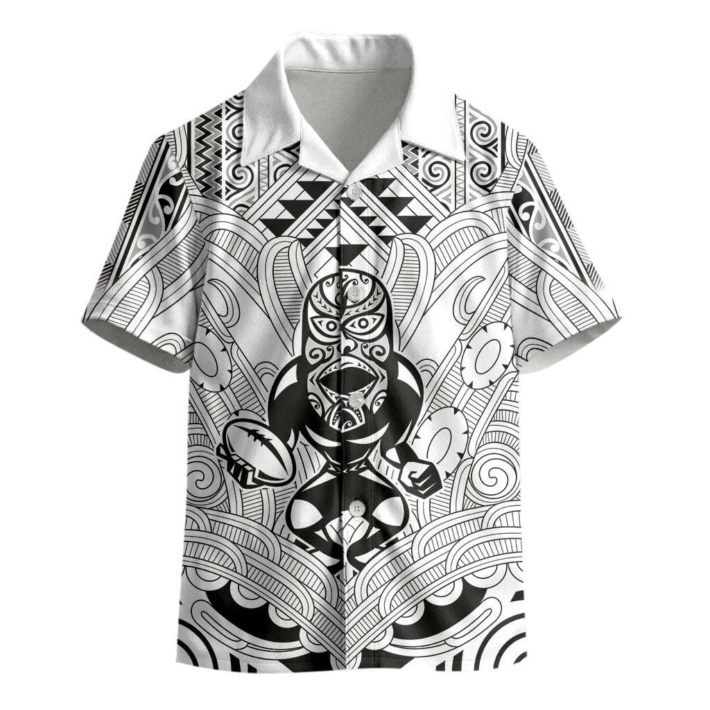 2026 Autumn Rugby Nations New Zealand Custom Kid Hawaiian Shirt White Kowhaiwhai Maori Tribal Taniko Motif