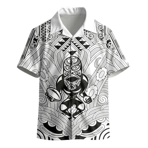 2026 Autumn Rugby Nations New Zealand Custom Kid Hawaiian Shirt White Kowhaiwhai Maori Tribal Taniko Motif