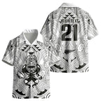 2026 Autumn Rugby Nations New Zealand Custom Kid Hawaiian Shirt White Kowhaiwhai Maori Tribal Taniko Motif
