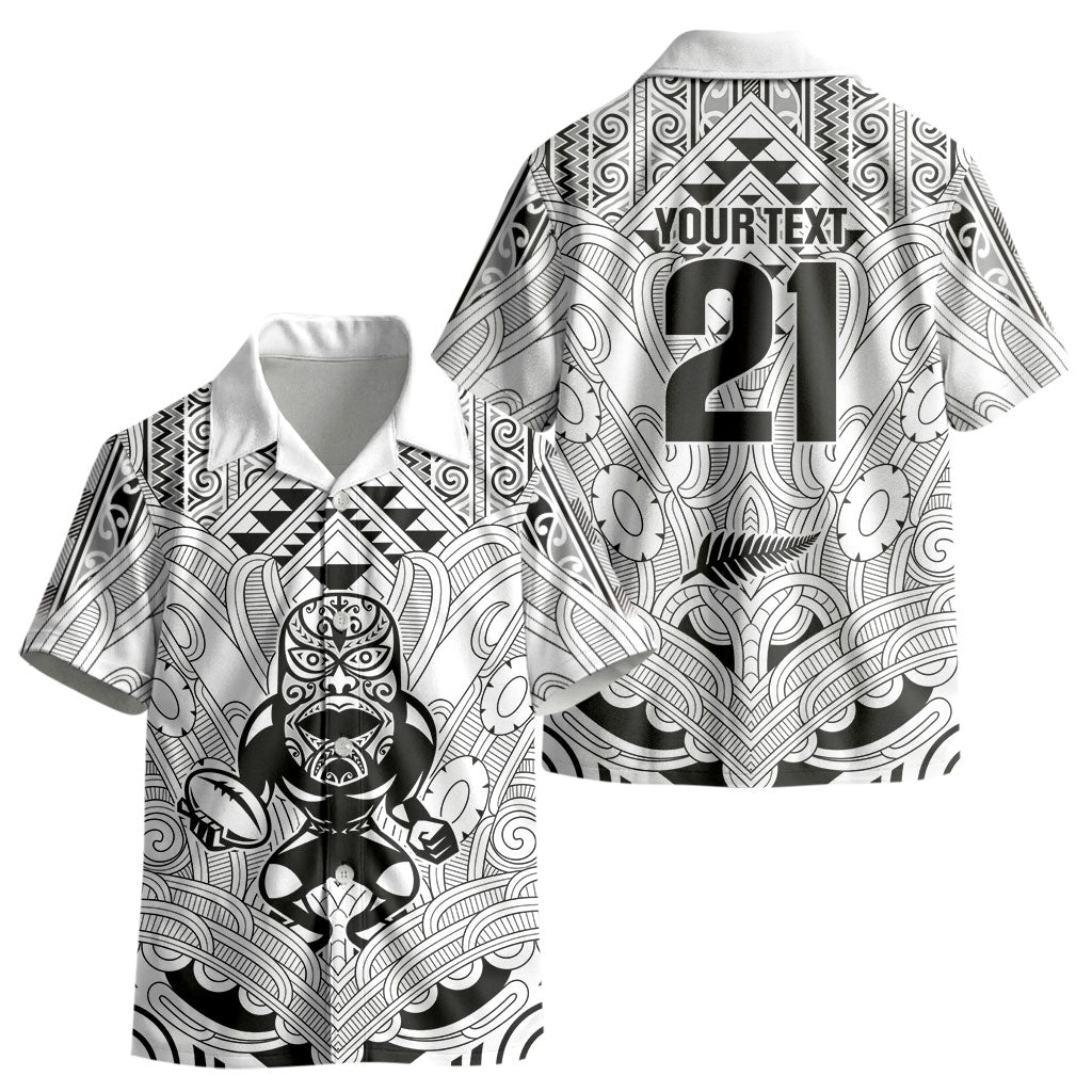 2026 Autumn Rugby Nations New Zealand Custom Kid Hawaiian Shirt White Kowhaiwhai Maori Tribal Taniko Motif