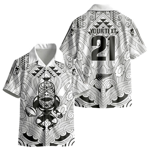 2026 Autumn Rugby Nations New Zealand Custom Kid Hawaiian Shirt White Kowhaiwhai Maori Tribal Taniko Motif