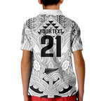 2026 Autumn Rugby Nations New Zealand Custom Kid Polo Shirt White Kowhaiwhai Maori Tribal Taniko Motif