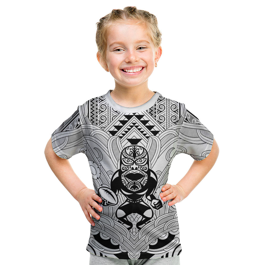 2026 Autumn Rugby Nations New Zealand Custom Kid T Shirt White Kowhaiwhai Maori Tribal Taniko Motif