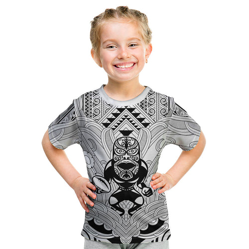 2026 Autumn Rugby Nations New Zealand Custom Kid T Shirt White Kowhaiwhai Maori Tribal Taniko Motif