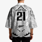 2026 Autumn Rugby Nations New Zealand Custom Kimono White Kowhaiwhai Maori Tribal Taniko Motif