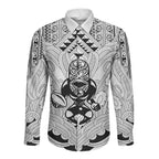 2026 Autumn Rugby Nations New Zealand Custom Long Sleeve Button Shirt White Kowhaiwhai Maori Tribal Taniko Motif
