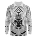 2026 Autumn Rugby Nations New Zealand Custom Long Sleeve Polo Shirt White Kowhaiwhai Maori Tribal Taniko Motif