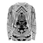 2026 Autumn Rugby Nations New Zealand Custom Long Sleeve Shirt White Kowhaiwhai Maori Tribal Taniko Motif