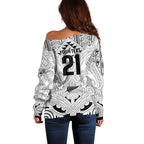 2026 Autumn Rugby Nations New Zealand Custom Off Shoulder Sweater White Kowhaiwhai Maori Tribal Taniko Motif