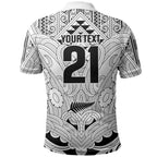 2026 Autumn Rugby Nations New Zealand Custom Polo Shirt White Kowhaiwhai Maori Tribal Taniko Motif