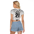 2026 Autumn Rugby Nations New Zealand Custom Raglan Cropped T Shirt White Kowhaiwhai Maori Tribal Taniko Motif