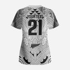 2026 Autumn Rugby Nations New Zealand Custom Scrub Top White Kowhaiwhai Maori Tribal Taniko Motif