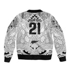 2026 Autumn Rugby Nations New Zealand Custom Sleeve Zip Bomber Jacket White Kowhaiwhai Maori Tribal Taniko Motif