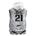 2026 Autumn Rugby Nations New Zealand Custom Sleeveless Hoodie White Kowhaiwhai Maori Tribal Taniko Motif