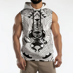 2026 Autumn Rugby Nations New Zealand Custom Sleeveless Hoodie White Kowhaiwhai Maori Tribal Taniko Motif