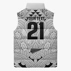 2026 Autumn Rugby Nations New Zealand Custom Sleeveless Puffer Jacket White Kowhaiwhai Maori Tribal Taniko Motif