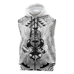 2026 Autumn Rugby Nations New Zealand Custom Sleeveless Zip Hoodie White Kowhaiwhai Maori Tribal Taniko Motif
