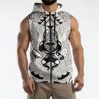 2026 Autumn Rugby Nations New Zealand Custom Sleeveless Zip Hoodie White Kowhaiwhai Maori Tribal Taniko Motif