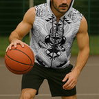 2026 Autumn Rugby Nations New Zealand Custom Sleeveless Zip Hoodie White Kowhaiwhai Maori Tribal Taniko Motif