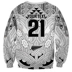 2026 Autumn Rugby Nations New Zealand Custom Sweatshirt White Kowhaiwhai Maori Tribal Taniko Motif