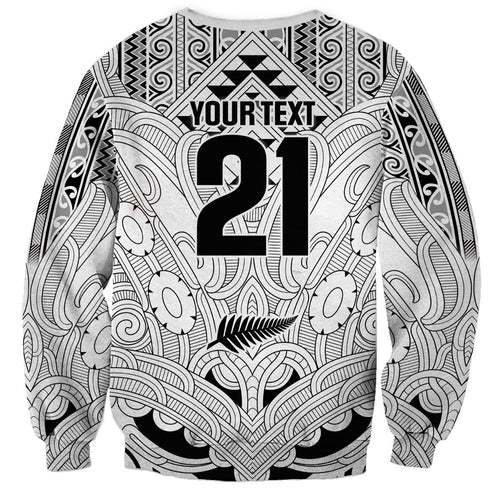 2026 Autumn Rugby Nations New Zealand Custom Sweatshirt White Kowhaiwhai Maori Tribal Taniko Motif