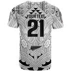 2026 Autumn Rugby Nations New Zealand Custom T Shirt White Kowhaiwhai Maori Tribal Taniko Motif