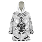 2026 Autumn Rugby Nations New Zealand Custom Wearable Blanket Hoodie White Kowhaiwhai Maori Tribal Taniko Motif