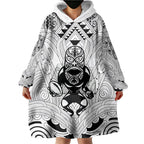 2026 Autumn Rugby Nations New Zealand Custom Wearable Blanket Hoodie White Kowhaiwhai Maori Tribal Taniko Motif