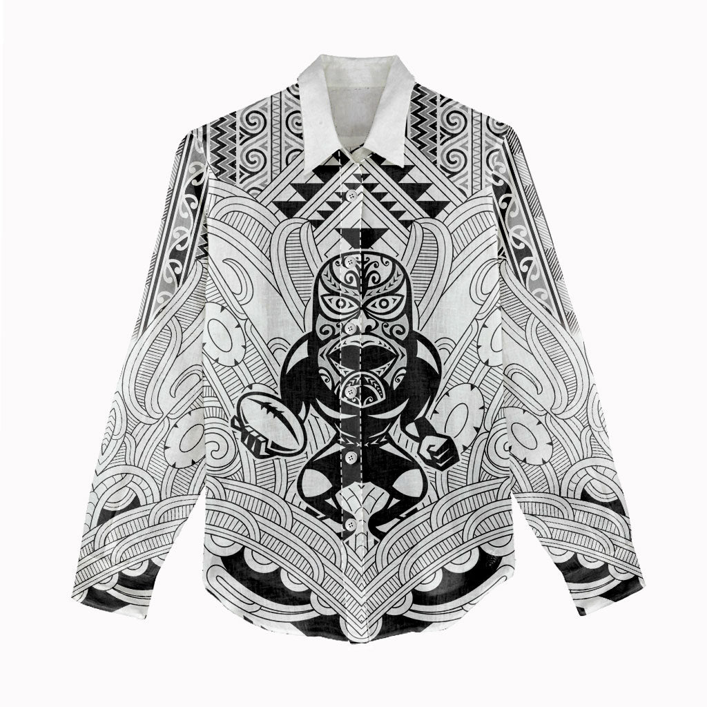 2026 Autumn Rugby Nations New Zealand Custom Women Casual Shirt White Kowhaiwhai Maori Tribal Taniko Motif