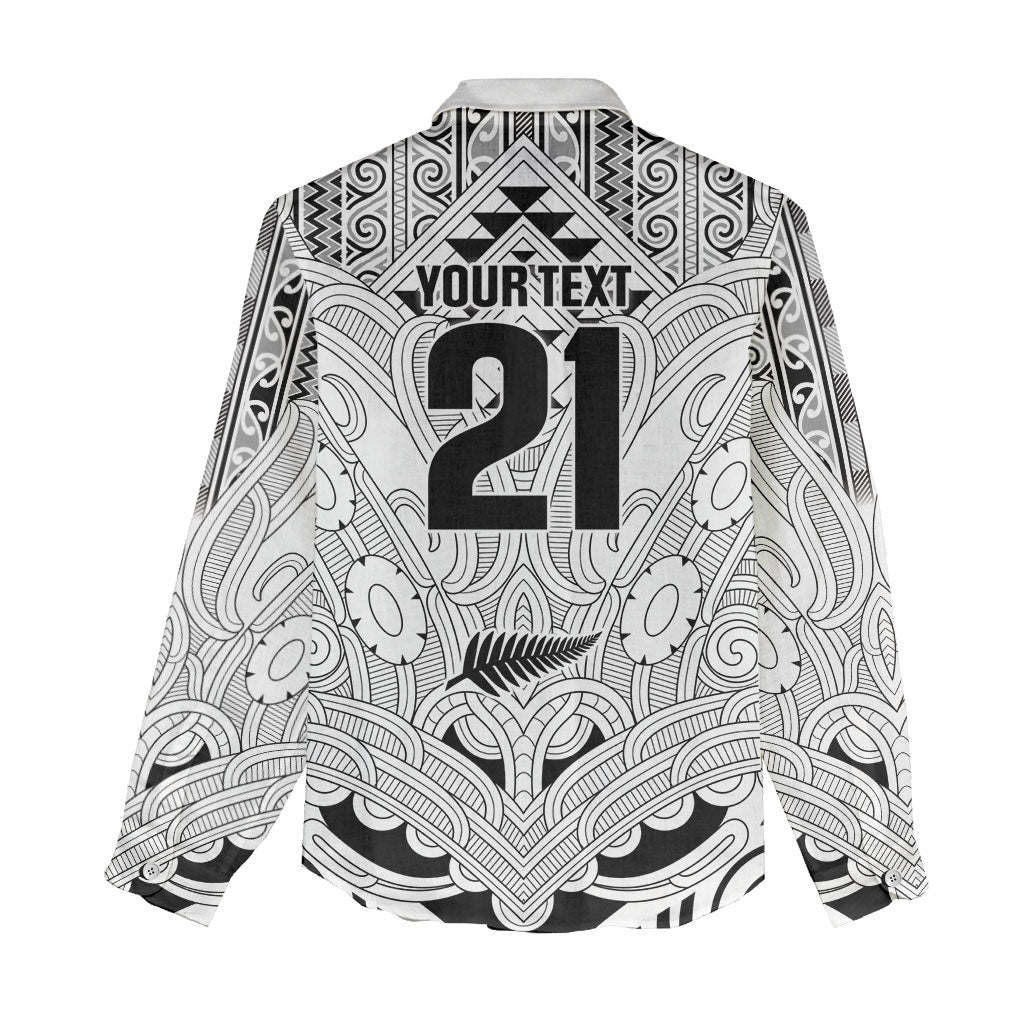 2026 Autumn Rugby Nations New Zealand Custom Women Casual Shirt White Kowhaiwhai Maori Tribal Taniko Motif