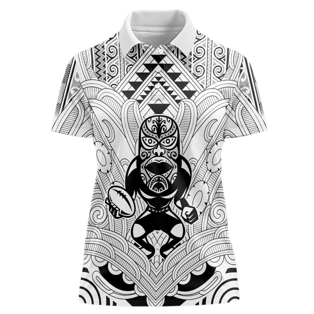 2026 Autumn Rugby Nations New Zealand Custom Women Polo Shirt White Kowhaiwhai Maori Tribal Taniko Motif