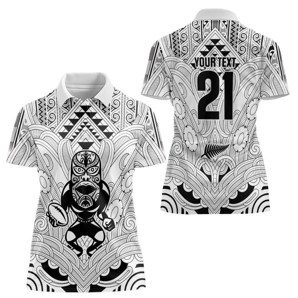 2026 Autumn Rugby Nations New Zealand Custom Women Polo Shirt White Kowhaiwhai Maori Tribal Taniko Motif