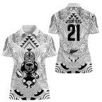 2026 Autumn Rugby Nations New Zealand Custom Women Polo Shirt White Kowhaiwhai Maori Tribal Taniko Motif