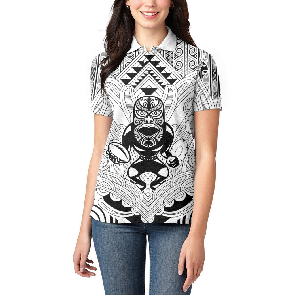 2026 Autumn Rugby Nations New Zealand Custom Women Polo Shirt White Kowhaiwhai Maori Tribal Taniko Motif