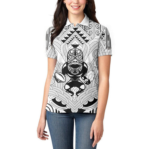 2026 Autumn Rugby Nations New Zealand Custom Women Polo Shirt White Kowhaiwhai Maori Tribal Taniko Motif